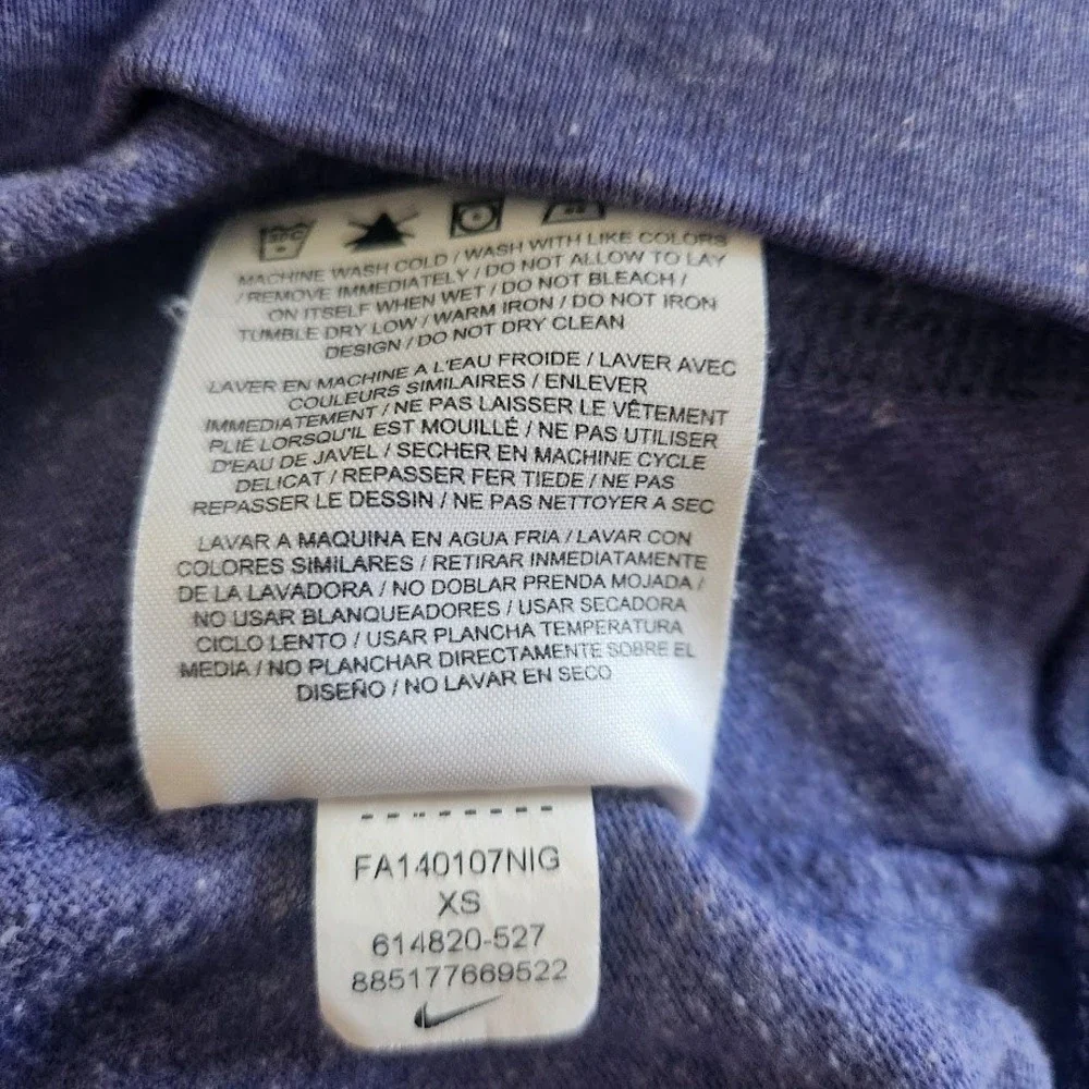 Nike Gym Vintage Hoodie Womens XS Blue Purple Heather Funnel Neck 614820-527 400
